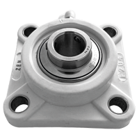 Flenslagerblok kunststof wit PBT/RVS :: SUCF 205K