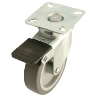 Zwenkwiel rubber 100mm met voorrem (G-P6/GRU-PL-verzinkt) :: 27-8100