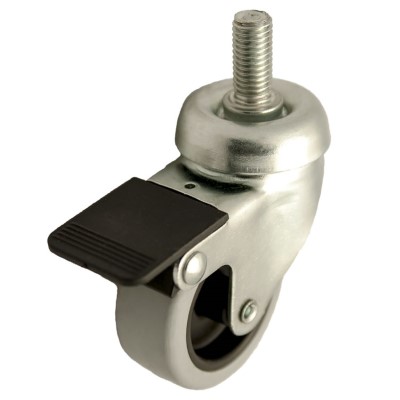 Zwenkwiel rubber 80mm met voorrem (G-P6/GRU-DR/M12x25-verzinkt) :: 27-9080