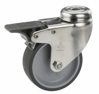 Zwenkwiel rubber 50mm RVS met voorrem (G-P6/TRU-BO) :: 25-7101