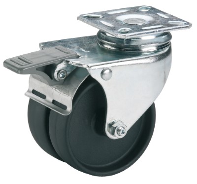 Swivel castor plastic 75mm with front brake (G-ZW/P6-PL) :: 32D-8106