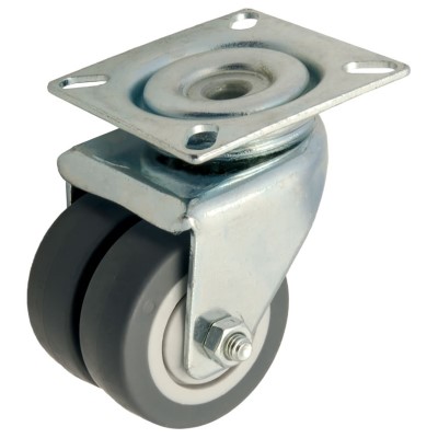 Zwenk tweelingwiel rubber 75mm (K-P6/TRU-PL) :: 26-4106