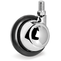 Zwenkwiel rubber 65mm (G-RU-DR/M10x15/LINKS-chroom) :: 35-6203