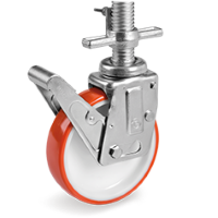 Steiger zwenkwiel kunststof 200x50mm met rem (G-P6/IPU-DR/M38x6x500) :: 60-9726