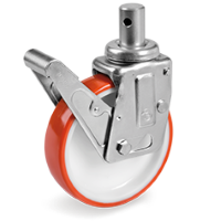 Steiger zwenkwiel kunststof 125x35mm met rem (G-P6/IPU-ST/M38x57/pedaalrem) :: 60-9553