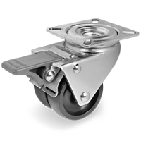 Zwenk tweelingwiel kunststof 50mm met voorrem (G-ZW/P6-PL) :: 32-8202