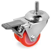 Zwenk tweelingwiel kunststof 50mm met voorrem (G-P6/IPU-DR/M10x25) :: 36-9202