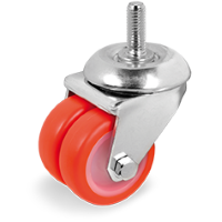 Swivel twin wheel plastic 50mm (G-P6/IPU-DR/M10x25) :: 36-6402