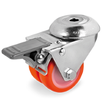 Swivel twin wheel plastic 50mm with front brake (G-P6/IPU-BO) :: 36-7202
