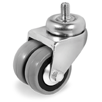 Zwenk tweelingwiel rubber 50x18mm (G-DRB-PP/GRU-DR/M10x15) :: 37-6201