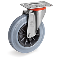 Zwenkwiel rubber 140mm (R-PP/GRU-NL/PL) :: 22-4604