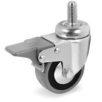 Zwenkwiel rubber 50x18mm met voorrem (G-PP/GRU-DR/M8x15-DRB) :: 37-9101