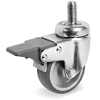 Zwenkwiel rubber 75x24mm met voorrem (G-PP/TGRU-DR/M12x25) :: 38-9303