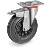 Zwenkwiel rubber 140mm met voorrem (R-PP/RU-NL/PL) :: 52-5224