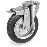 Zwenkwiel rubber 80mm met voorrem (R-PS/RU-NL/BO) :: 53-8221