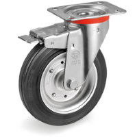 Swivel castor rubber 80mm with front brake (R-PS/RU-NL/PL) :: 53-5421