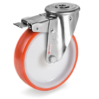 Zwenkwiel kunststof 80x30mm RVS met voorrem (G-P6/IPU-NLX/BO) :: 60-8801