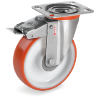 Zwenkwiel kunststof 80x30mm RVS met voorrem (K-P6/IPU-NLX/PL) :: 60-6901