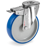 Zwenkwiel kunststof 80x30mm RVS met voorrem (R-P6/IPU-NLX/BO) :: 61-8821