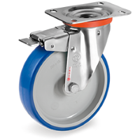 Zwenkwiel kunststof 150x35mm RVS met voorrem (G-P6/IPU-NLX/PL) :: 61-6704