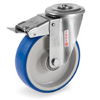 Zwenkwiel kunststof 100x30mm RVS met voorrem (K-P6/IPU-NLX/BO) :: 61-6502