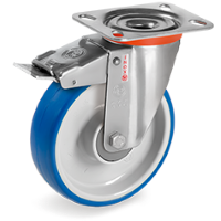 Zwenkwiel kunststof 100x30mm RVS met voorrem (K-P6/IPU-NLX/PL) :: 61-6902