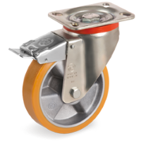 Zwenkwiel kunststof 125mm met voorrem (K-AL/PU-P/PL) :: 65-6603