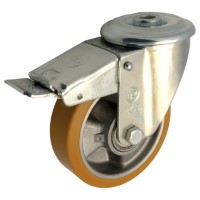 Zwenkwiel kunststof 100mm met voorrem (K-AL/PU-NL/BO) :: 65-6802