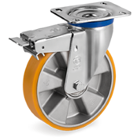 Zwenkwiel kunststof 200x50mm met voorrem (K-AL/PU-M/PL) :: 65-9706