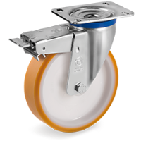 Zwenkwiel kunststof 200x50mm met voorrem (R-P6/PU-M/PL) :: 66-8906