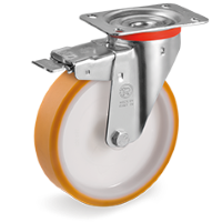 Zwenkwiel kunststof 175x40mm met voorrem (G-P6/PU-NL/PL) :: 66-6605