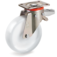 Zwenkwiel kunststof 200x50mm met achterrem (G-P6-P/PL) :: 68-6916