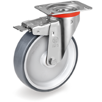 Zwenkwiel rubber 80x30mm met voorrem (G-PP/TGRU-NL/PL) :: 71-6601