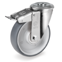 Swivel castor rubber 125mm with front brake (K-PP/TRU-NL/BO) :: 71-5503