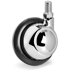 Zwenkwiel rubber 65mm (G-RU-DR/M10x15/LINKS-chroom) :: 35-6203