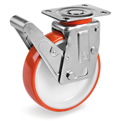 Steiger zwenkwiel kunststof 150x45mm met rem (G-P6/IPU-PL/pedaalrem) :: 60-9654