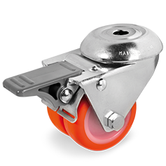 Swivel twin wheel plastic 50mm with front brake (G-P6/IPU-BO) :: 36-7202