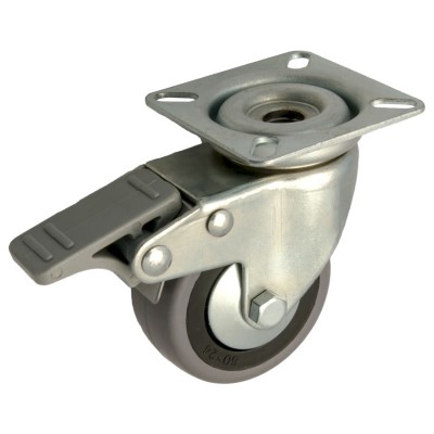 Zwenkwiel rubber 100mm met voorrem (G-P6/GRU-PL) :: 37N-8104