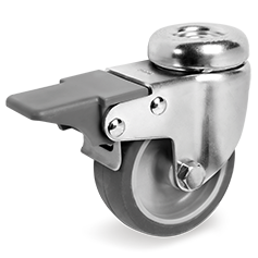 Zwenkwiel rubber 40x18mm met voorrem (G-PP/TGRU-BO) :: 38-7200