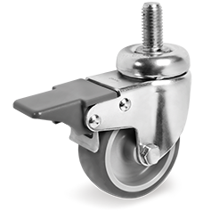 Zwenkwiel rubber 50x18mm met voorrem (G-PP/TGRU-DR/M8x15) :: 38-9201