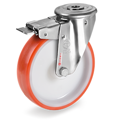 Zwenkwiel kunststof 80x30mm RVS met voorrem (G-P6/IPU-NLX/BO) :: 60-8801