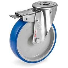 Zwenkwiel kunststof 80x30mm RVS met voorrem (R-P6/IPU-NLX/BO) :: 61-8821