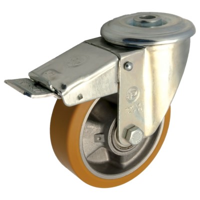 Zwenkwiel kunststof 100mm met voorrem (K-AL/PU-NL/BO) :: 65-6802