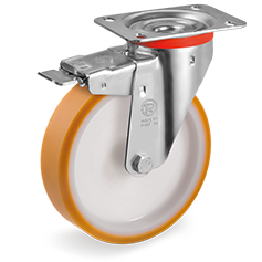 Zwenkwiel kunststof 175x40mm met voorrem (G-P6/PU-NL/PL) :: 66-6605