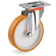 Swivel castor plastic 100mm stainless steel (G-P6/PU-NLX/PL) :: 66-4402