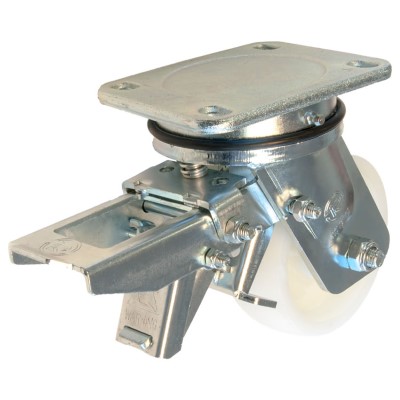 Zwenkwiel kunststof 125mm met voorrem RVS (G-P6-PX/PL) :: 68-7233