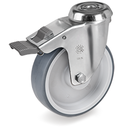 Swivel castor rubber 100x30mm with front brake (G-PP/TGRU-SL/BO) :: 71-6202